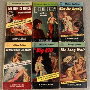 Six Mickey Spillane Signet paperbacks from the 40s and 50s